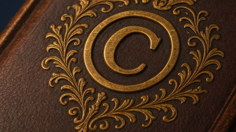 Symbole copyright grave sur livre juridique francais